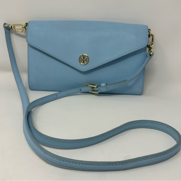 Tory Burch Robinson Concierge Wallet Crossbody Morning Sky Blue - Picture 1 of 11